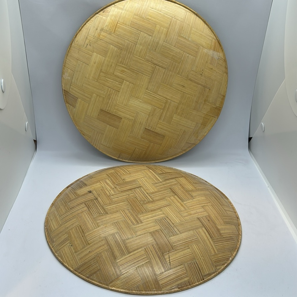 Decorative Set of Two 11’inch. Bamboo Wall Art with Asian Design Plates - Picture 11 of 13